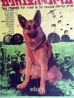 1972 Israel IDF CULT FILM RARE POSTER Movie AZIT PARATROOPER DOG Hebrew JEWISH