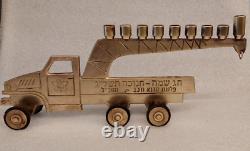 1973 Zahal Idf Military Solidiers Handmade Brass Truck Menorah Yom Kippur War