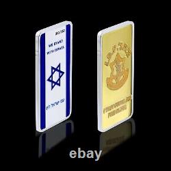 1 Oz. 999 Silver Bar Israel Star Of David IDF Symbol Ltd Ed. Of 250 PCs Painted