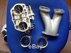 40mm Twin Choke Carburetor 40idf Volkswagen Fiat Porsche Manifold & Air Stacks