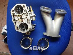 40mm Twin Choke Carburetor 40idf Volkswagen Fiat Porsche + Manifold & Air Stacks