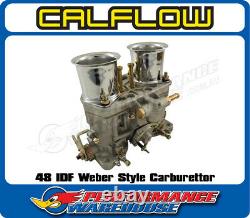 48 IDF Weber Style Downdraft Carburettor with Chrome Ram Tubes