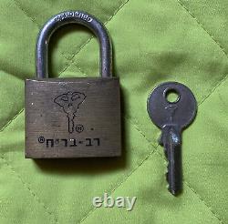 IDF Israeli Army Military Vtg Brass Solid Lock Padlock with Key UNUSED VG Cond