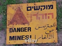 Israel IDF Danger Mines Sign From Syrian Border, 100% Genuine