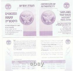 Israel IDF/IAF Airplanes that Made History 14 Silver Medals 29g Each, Rare