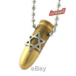 Israeli Army Bullet Necklace & Star of David IDF Zahal Defense Force UZI