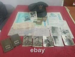 Lot personal items officer Idf Air force Early 1960s documents photos hat etc