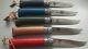 Opinel Idf Lot Of 5 Comemorative No8 Knives 5 Different With Leather Sheaths