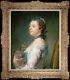 Old Master-art Antique Oil Painting Noblewoman Girl And Cat On Canvas 20x24