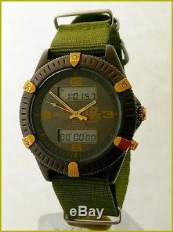 Rare ADI IDF Military Issue Pilot 41.5mm ANA-DIGI Chronograph Alarm PVD Watch