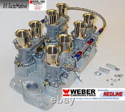 Small Block Chevy 283 327 350 Weber kit withintake, linkage & genuine 44IDF webers