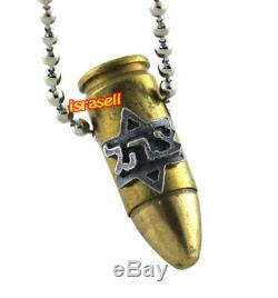 Star of Magen David & ZAHAL Uzi Bullet Necklace IDF Israeli Defense Force