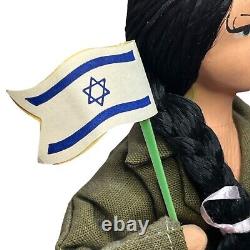 Vntg Isradoll Handmade 8 Israeli Female IDF Soldier Uniform Flag Base 1960s-70s