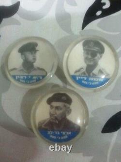 11 épingles en plastique des généraux de l'IDF de la guerre des Six jours, Israël, Jérusalem, très rare.