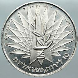 1967 Israel Tsahal 6 Jour Mur De Lamentation De Guerre Ancien Jérusalem Argent 10 Lirot Coin I88512