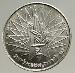 1967 Israel Tsahal 6 Jour Mur De Lamentation De Guerre Ancien Jérusalem Argent 10 Lirot Coin I94096
