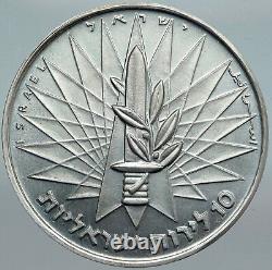 1967 Israel Tsahal 6 Jour Mur De Lamentation De Guerre Ancienne Jérusalem Argent 10 Lirot Coin I88015