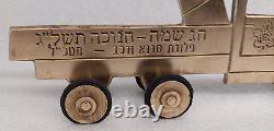 1973 Zahal Idf Military Solidiers Camion En Laiton Fabriqué Main Menorah Yom Kippur Guerre