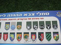 Affiche Colorée Officielle De L'armée Israélienne D'idf: Signes, Emblèmes, Patchs, Rangs De Zahal