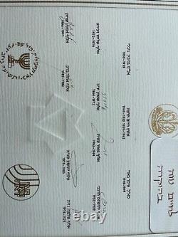 Certificat Signé De Mossad Shabak &? Commandants Du Renseignement D'israël Tsahal Rare
