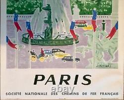 Jules Cavailles Affiche Originale 1957 Sncf Ville Paris Idf Affiche Française