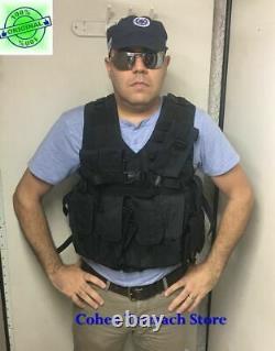 Officier Noir Hagor Swat Militaire Tactique Vest Cordura Combat Harnais Fdi